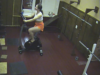 Pretty doll caught on cam in the gym!